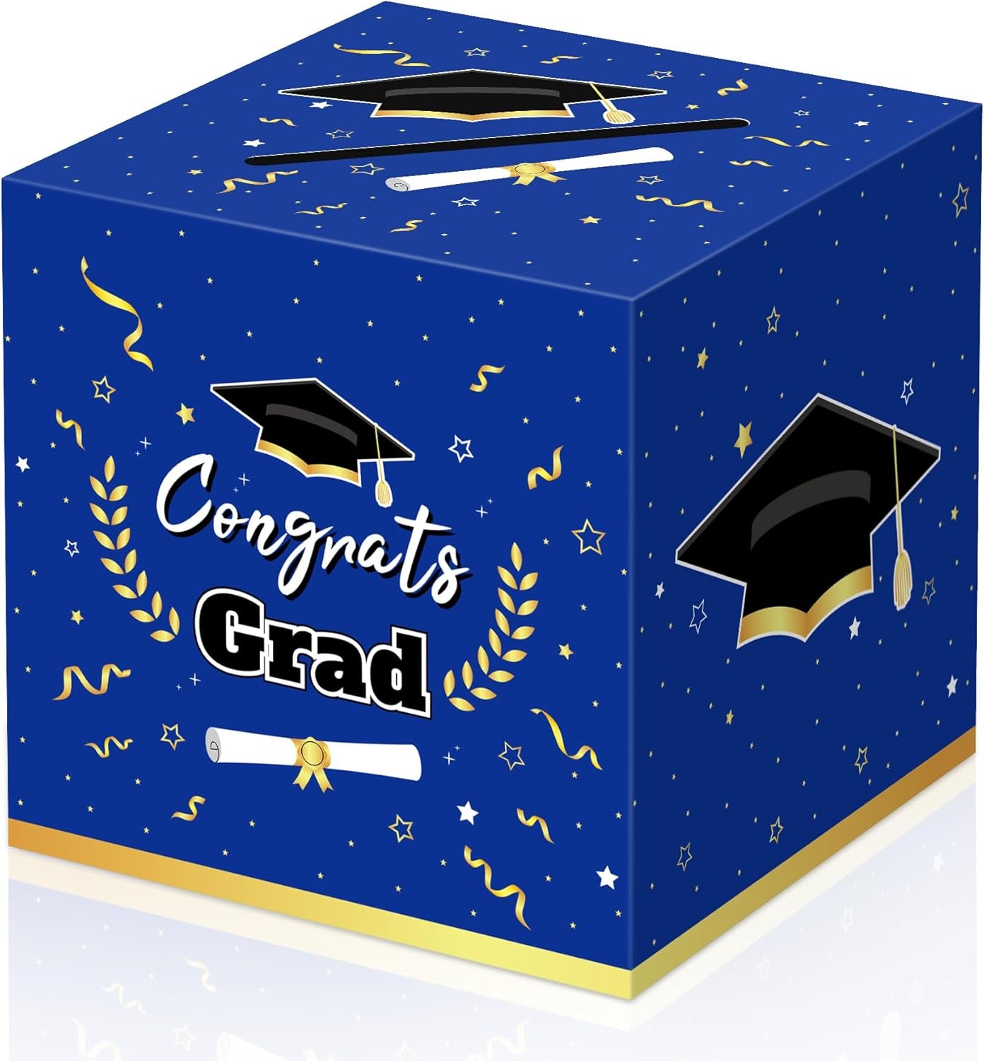 Graduation Card Box Blue,Graduation Decorations 2025 Grad Party Supplies,Congrats Grad Cardboard for Party Decorations 2025 Gift Favors Grad Parties