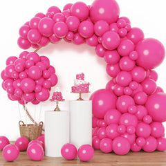 129-Piece Hot Pink Balloon Arch Kit - Latex Magenta Pink Balloons in Various Sizes (18", 12", 10", 5") for Birthday, Baby Shower, Wedding, and Princess Theme Party Decorations