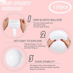 130PCS White Balloons Different Sizes 18" 12" 10" 5" Balloon Garland Arch Kit Perfect for Birthday Party, Graduation, Baby Shower, Wedding, Holiday Decoration and Anniversary (White Balloons)
