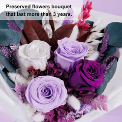 Flowers Gifts for Mom, Flower for Delivery, Preserved Roses Bouquets, Purple Roses, Birthday Gifts for Women, Mothers Day Flowers for Wife