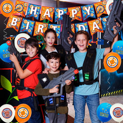 Dart War Birthday Decorations Tableware for 16 Guests, Dart War Party Supplies Plates Cups Napkins Tablecloth Dart War Balloons Banner Cake Topper Etc