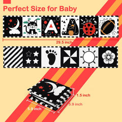 Black and White Baby Toys, Tummy Time High Contrast Newborn Toys 0-3 Months, Soft Baby Book, Visual Stimulation Montessori Sensory Infant Toys 0-6-12 Months, Shower Gift for Boys Girls
