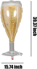 Champagne Bottle Balloons Glass Mylar Foil Birthday Decorations 4PCS