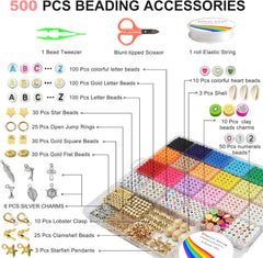5100 Clay Beads Bracelet Making Kit, Flat Preppy Beads for Friendship Jewelry Making,Polymer Heishi Beads with Charms Gifts for Teen Girls Crafts for Girls Ages 8-12