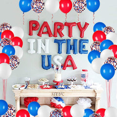 80Pcs Red White and Blue Latex Balloons with Confetti Balloons for 4Th of July Decorations Independence Day Patriotic Anniversary