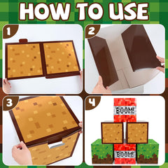 6Pieces Large Pixel Mine Party Boxes Pixel Video Game Party Decorations Pixel Miner Theme Birthday Party Supplies Pixel Miner Video Gaming Centerpieces Boxes for Kid Teen Gift Birthday Party Favor