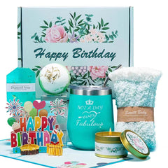 Happy Birthday Gifts for Women,Bath Relaxing Spa Gift Basket for Her, Mom, Sister, Female Friends, Daughter,Unique Wine Gift Set Idea for Women Who Have Everything