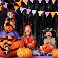 Black Fringe Curtain Party Streamers 2Pack 3.3X8.3 Ft Foil Fringe Backdrop Curtains for Birthday Wedding Bridal Baby Shower Halloween Decor Tinsel Streamers Black Party Decorations Door Streamers