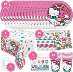 Hello Kitty Birthday Decorations - Hello Kitty Party Decorations - Plates, Napkins, Tablecloth, Cups, Candles, Checklist - 16 Guests