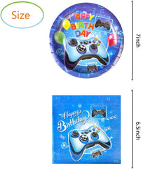 Video Game Birthday Party Supplies, 20 Plates and 20 Napkins, Video Game Theme Birthday Party Decorations for Boy Kids