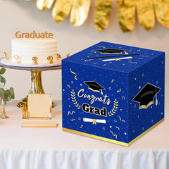 Graduation Card Box Blue,Graduation Decorations 2025 Grad Party Supplies,Congrats Grad Cardboard for Party Decorations 2025 Gift Favors Grad Parties
