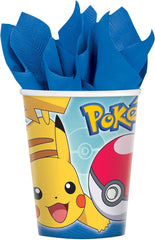 Pokémon Party Supplies Pack Serves 16: Dinner Plates Napkins Cups and Table Cover with Birthday Candles (Bundle For16)