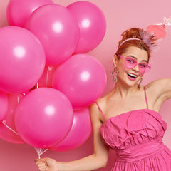 129-Piece Hot Pink Balloon Arch Kit - Latex Magenta Pink Balloons in Various Sizes (18", 12", 10", 5") for Birthday, Baby Shower, Wedding, and Princess Theme Party Decorations