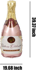 Champagne Bottle Balloons Glass Mylar Foil Birthday Decorations 4PCS