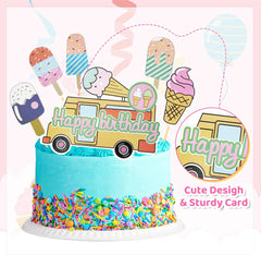75Pcs Ice Cream Birthday Party Decorations for Girls Kids, Pastel Ice Cream Balloon Garland Arch Kit First Two Sweet Birthday Banner Foil Sprinkle Long Twist Balloons Cupcake Toppers Party Supplies