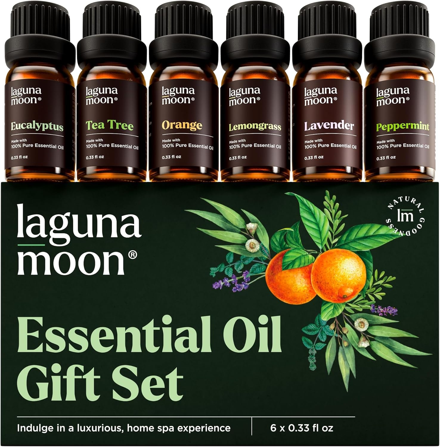 Essential Oils Set - Top 6 Blends for Diffusers, Home Care, Candle Making Scents, Fragrance, Aromatherapy, Humidifiers, Gifts - Peppermint, Tea Tree, Lavender, Eucalyptus, Lemongrass, Orange (10Ml)