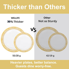 350-Piece Premium Gold Dinnerware Set - Includes Dinner Plates, Dessert Plates, Napkins, Cups, and Plastic Cutlery for Elegant Events