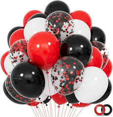 68Pcs Red Black White Latex Balloons 12 Inch with Black Red Confetti Balloons for Birthday, Wedding, Baby Shower, Graduation Poker Card Party.
