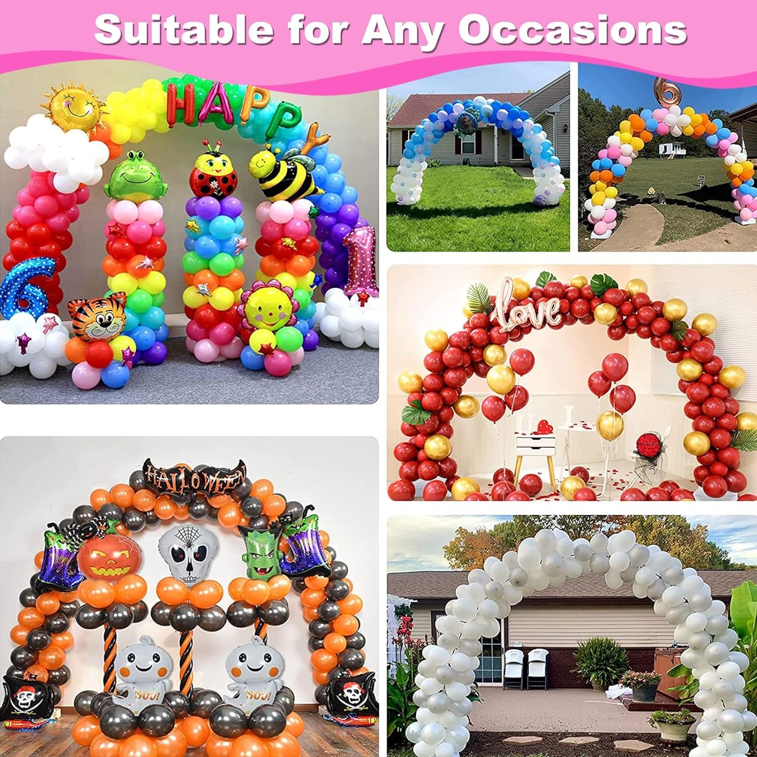 Balloon Arch Kit and Balloon Pump Electric, 10Ft Wide Adjustable Balloon Arch Stand with 100Balloons 
