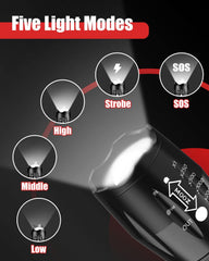 LED Flashlight 2 Pack, Bright Tactical Torch High Lumens with 5 Modes, Waterproof Zoomable Flash Light for Outdoor, Gifts for Father'S Day Camping Essentials Gear