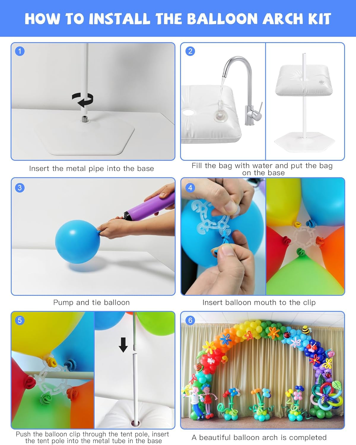 Balloon Arch Stand Kit, 10FT Wide & 7.5FT High Adjustable Balloon Arch Frame, Ideal for Party Decorations, Not Include Balloons
