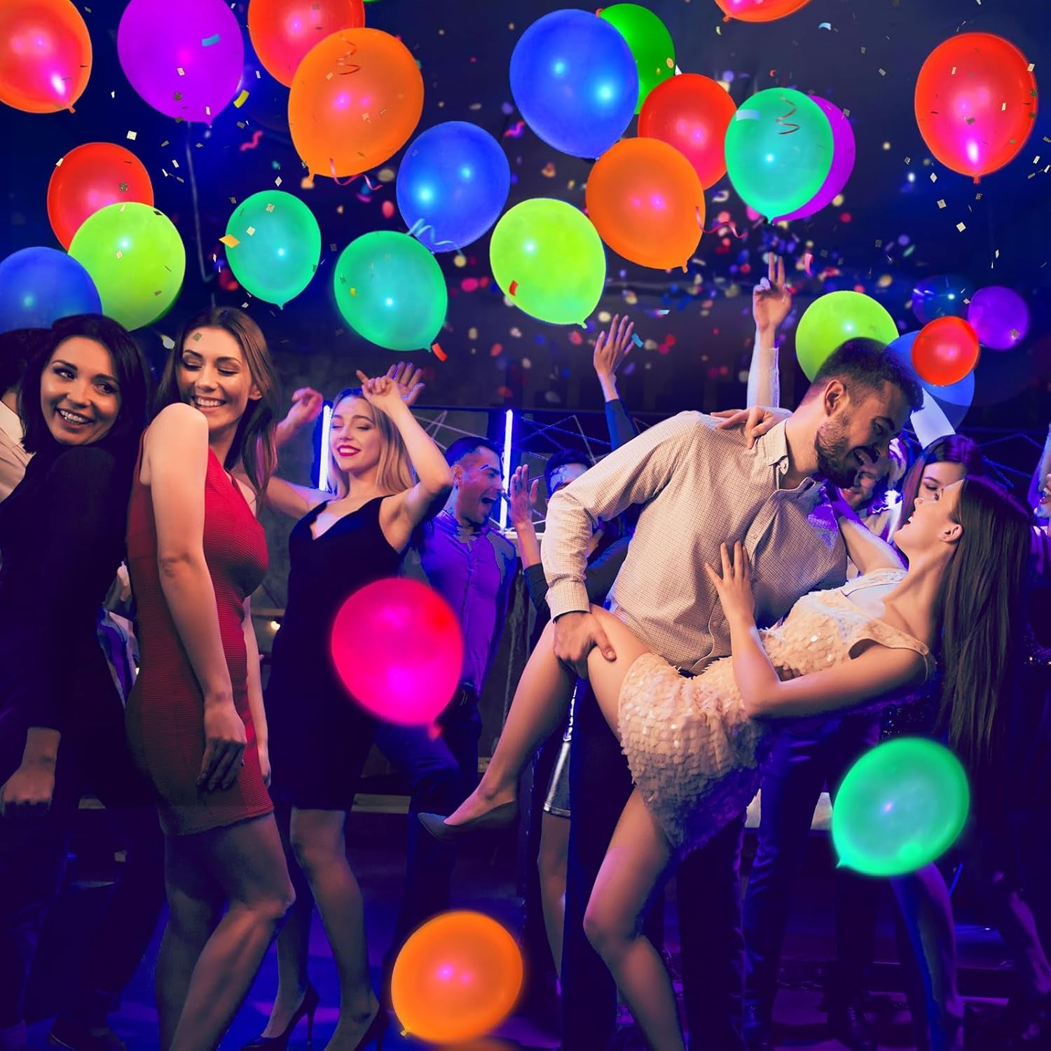 100 Pcs UV Neon Balloons ,Neon Glow Party Balloons UV Black Light Balloons Glow in the Dark for Birthday Decorations Wedding Glow Party Supplies Blacklight Reactive Fluorescent Balloons