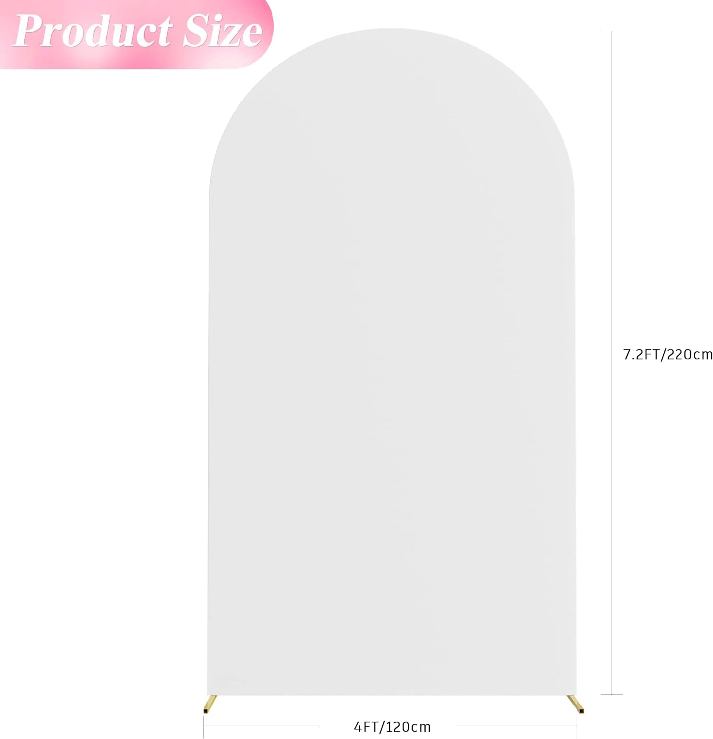 7.2FT Wedding Arch Cover Spandex Fitted Wedding Arch Stand Covers round Top Chiara Arch Backdrop Cover for Birthday Party Ceremony Banquet Decoration White (Cover 2.2M- White-A)