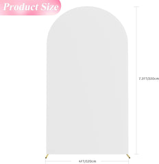 7.2FT Wedding Arch Cover Spandex Fitted Wedding Arch Stand Covers round Top Chiara Arch Backdrop Cover for Birthday Party Ceremony Banquet Decoration White (Cover 2.2M- White-A)