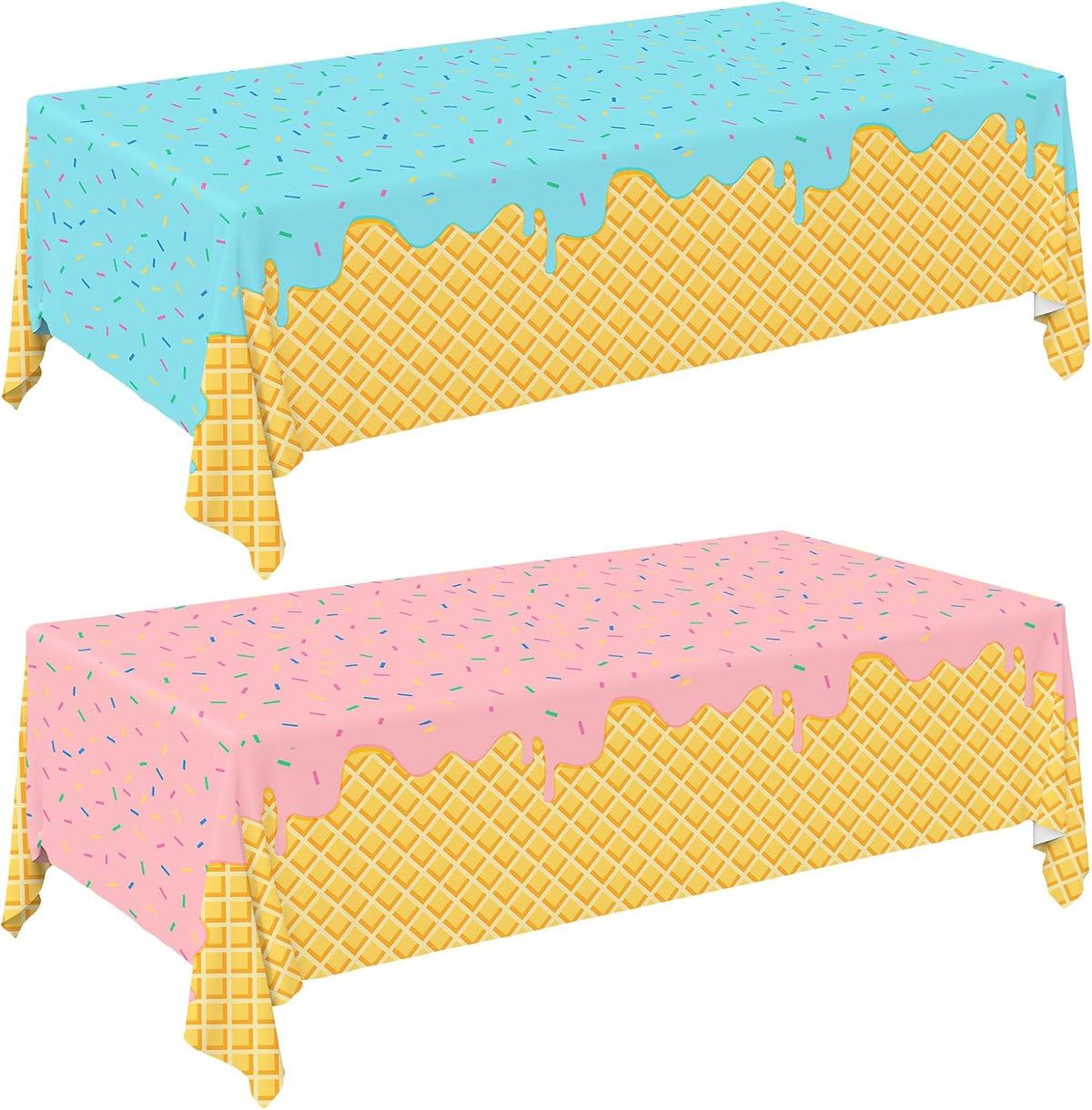 Ice Cream Party Supplies: 2-Pack Ice Cream Birthday Party Decorations,Disposable Plastic Tablecloth, Ideal Table Cover for Kids & Girls Birthday, Baby Shower & Themed Parties, 54 X 108 Inch