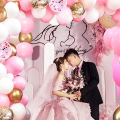 62Pcs Pink Gold Confetti Latex Balloons Kit, 12 Inch Pink White Gold Helium Balloons Party Supplies for Confession Proposal Wedding Girl Birthday Baby Shower Party Decoration