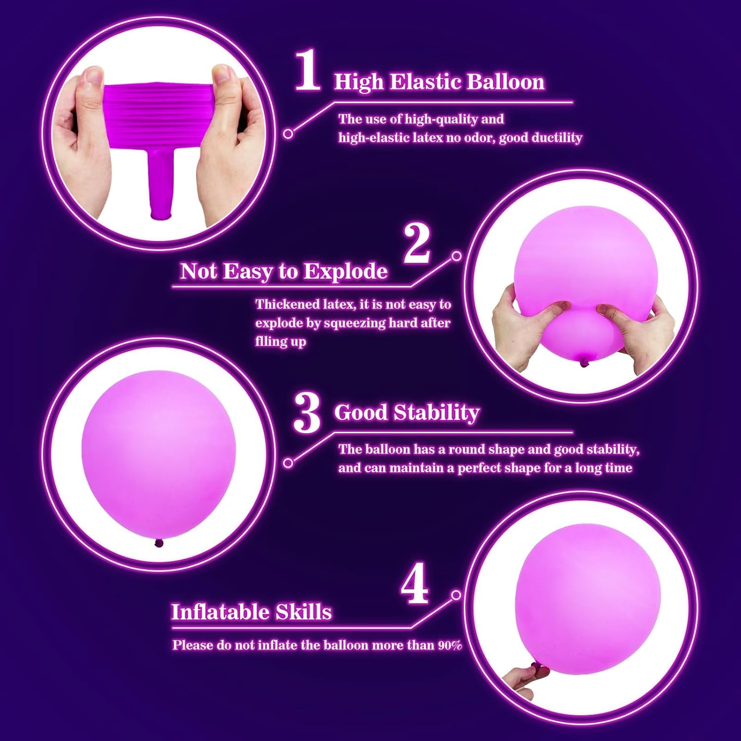 100 Pcs UV Neon Balloons ,Neon Glow Party Balloons UV Black Light Balloons Glow in the Dark for Birthday Decorations Wedding Glow Party Supplies Blacklight Reactive Fluorescent Balloons