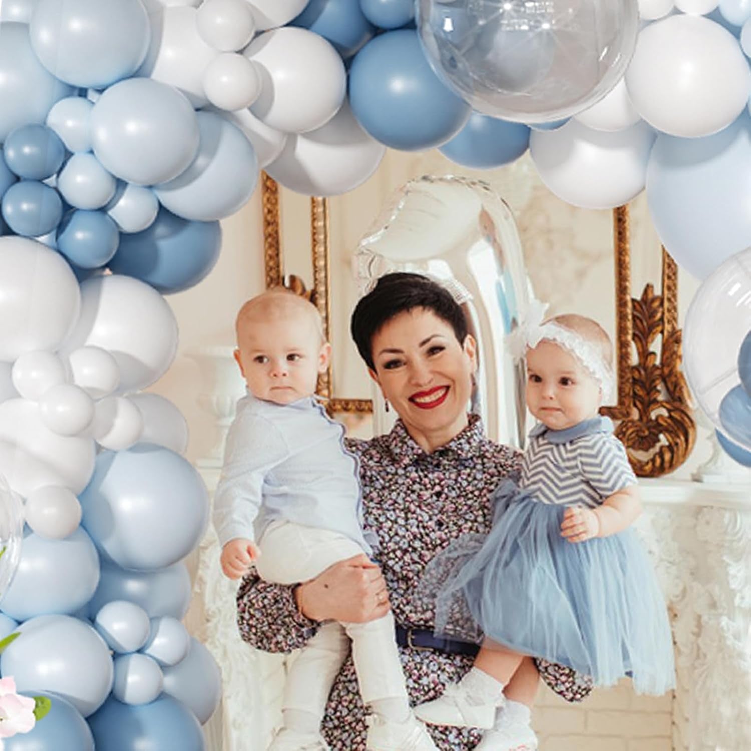 Dusty Balloon Arch Kit 126 Pcs Light Blue and White Arch Garland Kit 
