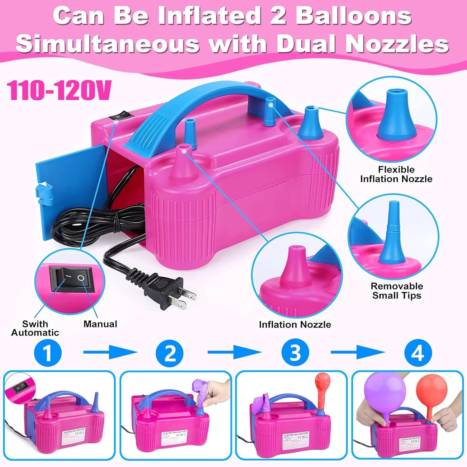 Balloon Arch Kit and Balloon Pump Electric, 10Ft Wide Adjustable Balloon Arch Stand with 100Balloons 