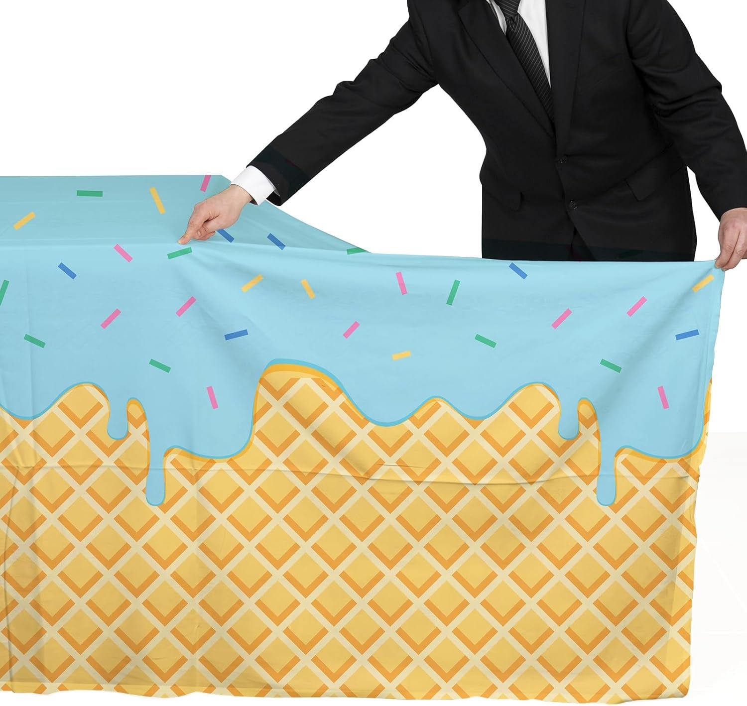 Ice Cream Party Supplies: 2-Pack Ice Cream Birthday Party Decorations,Disposable Plastic Tablecloth, Ideal Table Cover for Kids & Girls Birthday, Baby Shower & Themed Parties, 54 X 108 Inch