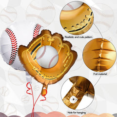 8 Pcs Baseball Balloons Baseball Foil Glove Balloon Birthday Party Decorations 18 Inch Sports Themed Senior Night Decorations Supplies