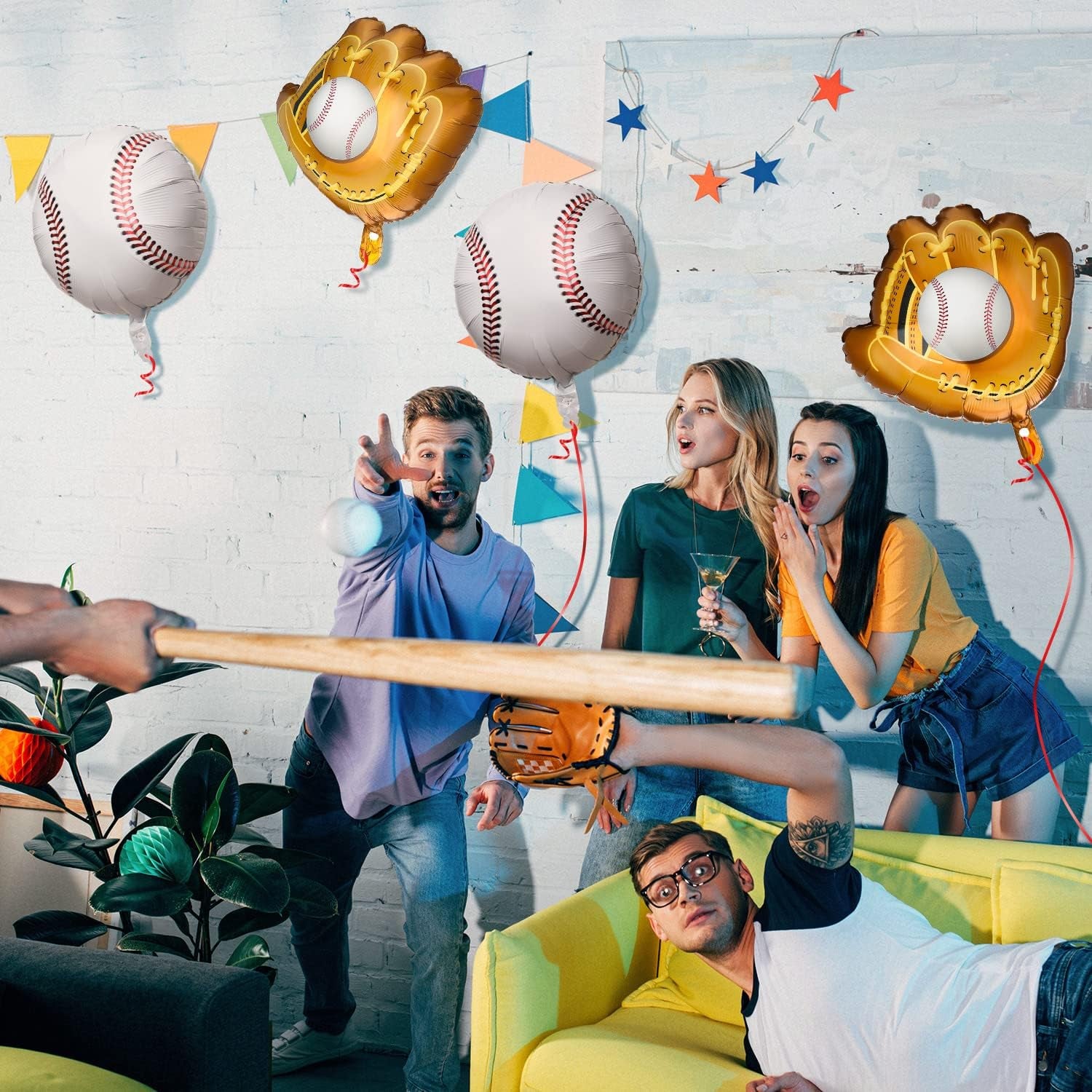 8 Pcs Baseball Balloons Baseball Foil Glove Balloon Birthday Party Decorations 18 Inch Sports Themed Senior Night Decorations Supplies