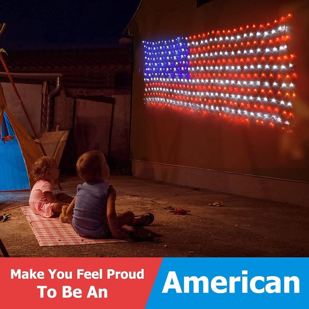 American Flag Lights 420 Super Bright Leds, Waterproof LED US Flags Light for 4Th of July Decorations, Memorial Day, Independence Day, Garden, Yard, Holiday, Party, Christmas Decorations