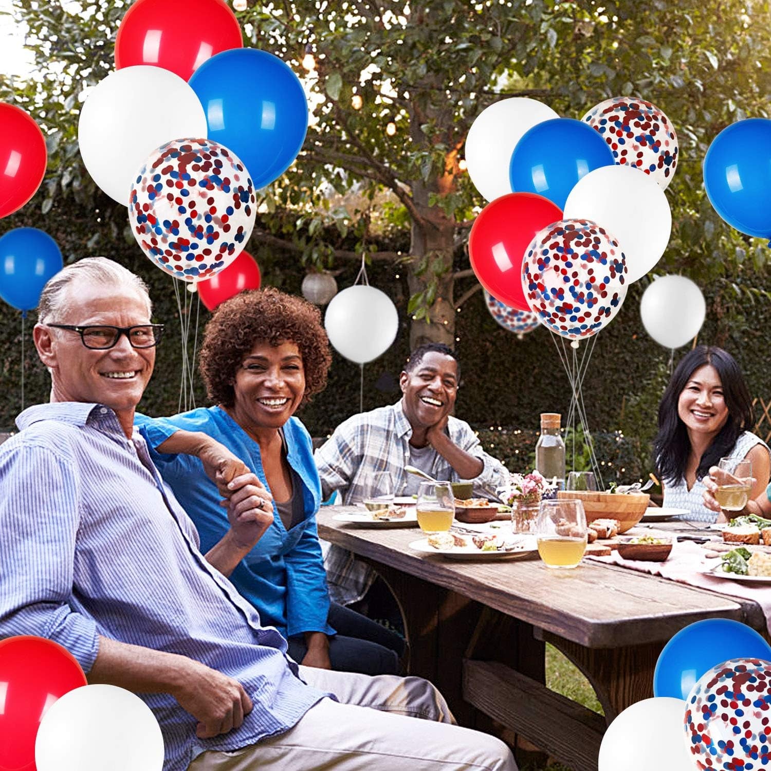 80Pcs Red White and Blue Latex Balloons with Confetti Balloons for 4Th of July Decorations Independence Day Patriotic Anniversary