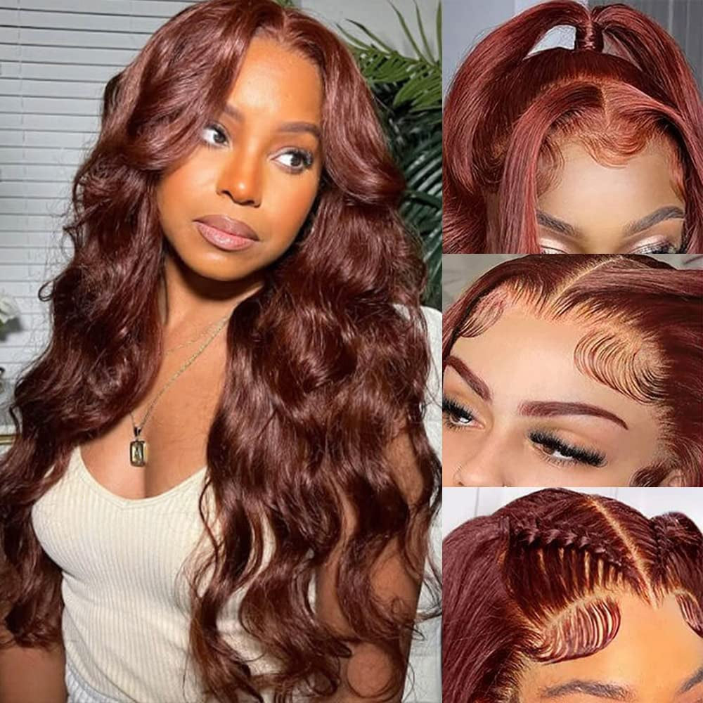 Honey Blonde Lace Front Wig Human Hair Body Wave 13X4 HD Lace Frontal Human Hair Wigs Pre Plucked with Baby Hair 180% Density Glueless Wigs 27# Colored Wigs Human Hair 22 Inch